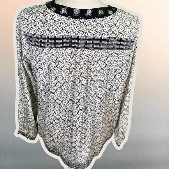 Sea New York White & Black 100% Silk Button-Up Geometric Print Tunic Size 4 - Picture 7 of 12